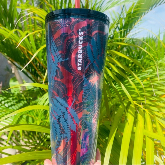 Starbucks Ocean Woodland Fern Tumbler Cold Cup 24oz New Fall 2022 Rose Gold Foil - Picture 9 of 16